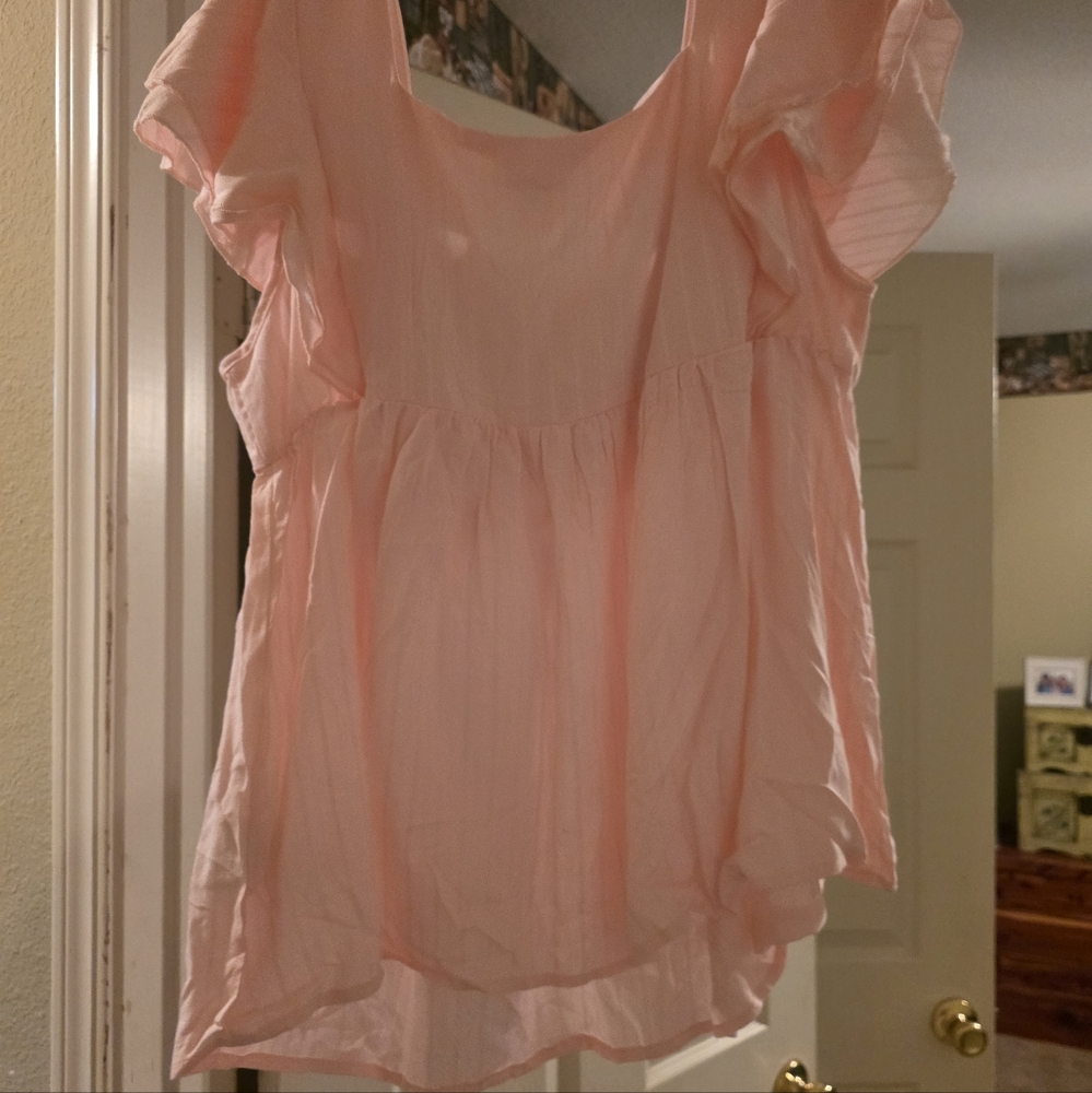 Pink Embroidered Ruffle Sleeve Top - Picture 2 of 2